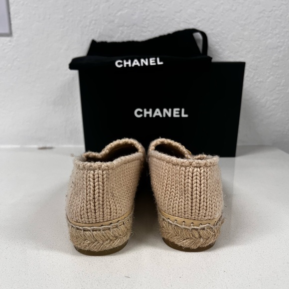 CHANEL Knitted Wool Lambskin Chain CC Espadrilles Size: 38 - Picture 5 of 6